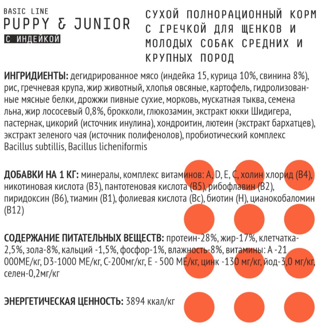 Каталог Сухой корм для щенков средних и крупных пород AJO Basic Line Medium&Maxi Puppy&Junior для собак