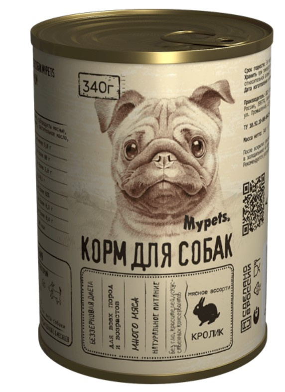 Консервы для собак Mypets Adult Dog мясное ассорти (кролик)