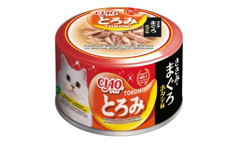Влажный корм для кошек Inaba Ciao Toromi (куриное филе, тунец Кацуо, морской гребешок)