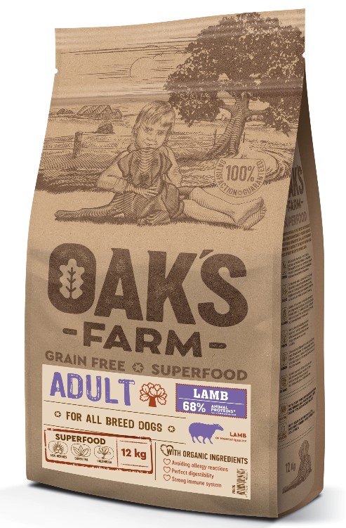 Каталог Сухой корм для собак OAK'S FARM Grain Free Adult All Breed Dogs (ягненок) для собак