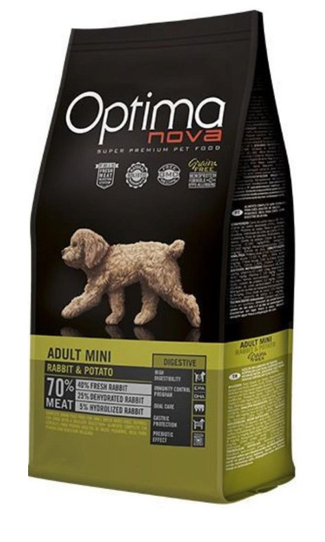 Каталог Сухой корм для собак мелких пород Optima Nova Adult Mini (кролик, картофель) для собак