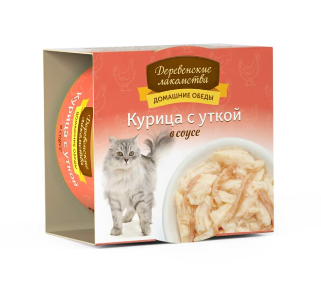 Еда для кошек "Деревенские лакомства" "Домашние обеды" курица с уткой в соусе