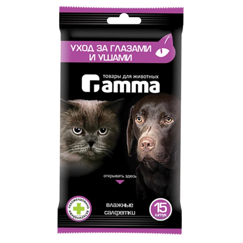 Влажные салфетки Gamma Уход за глазами и ушами  для кошек
