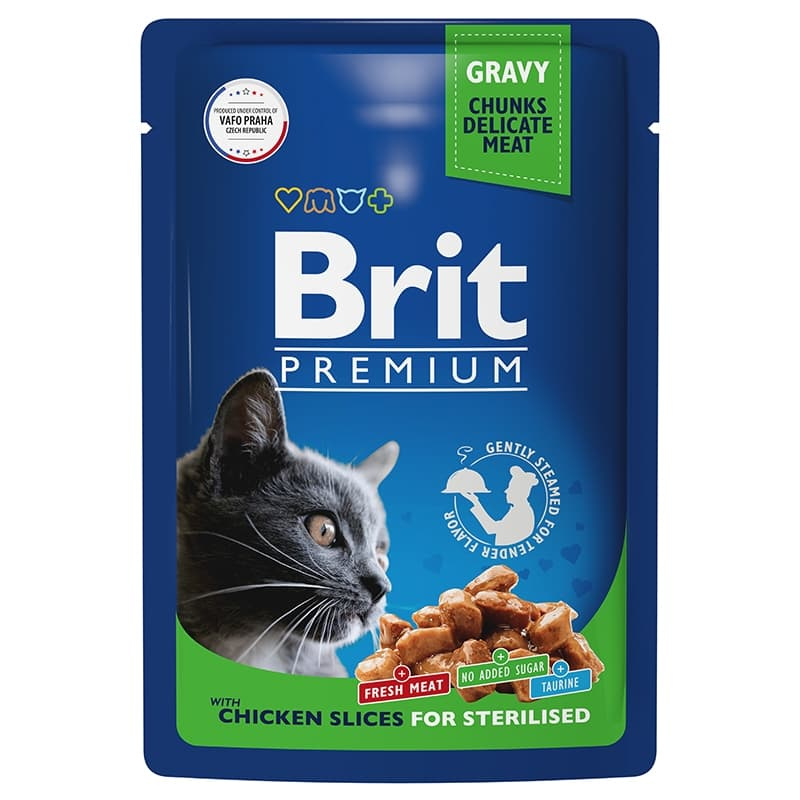 Влажный корм для стерилизованных кошек Brit Premium Cat (цыпленок в соусе)
