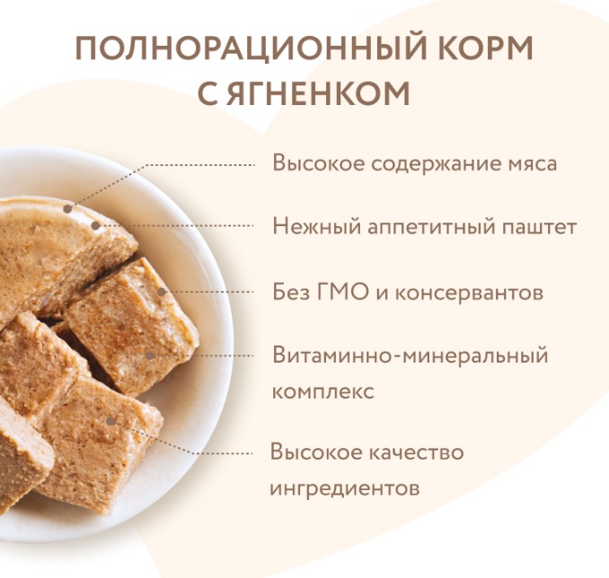 Влажный корм Мнямс Паштет из ягненка для собак всех пород «КРАСИВАЯ ШЕРСТЬ»