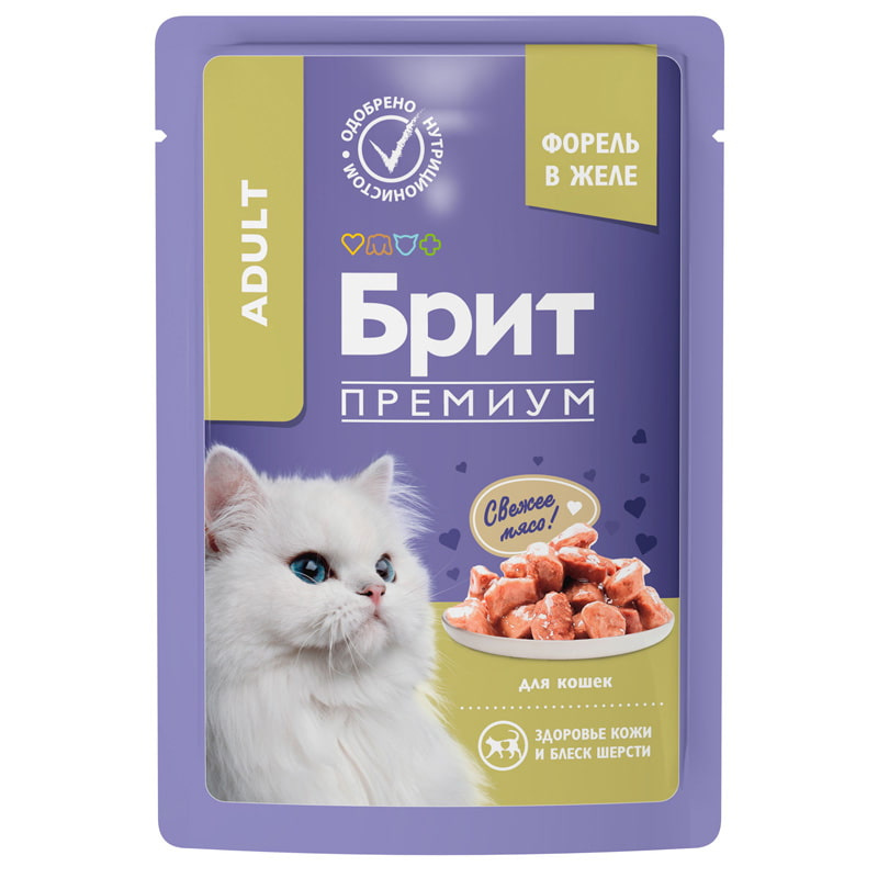 Влажный корм для кошек Brit Premium Cat (форель в желе)