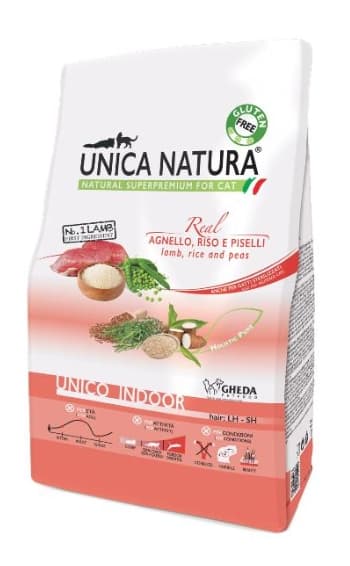 Сухой корм для кошек Unica Natura Unico Indoor (Ягненок, рис, горох)