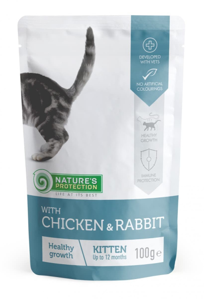 Паучи для котят Nature's Protection Kitten с курицей и кроликом