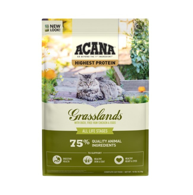Сухой корм для кошек ACANA GRASSLANDS Cat & Kitten (Утка, курица, индейка, сиг, перепел)