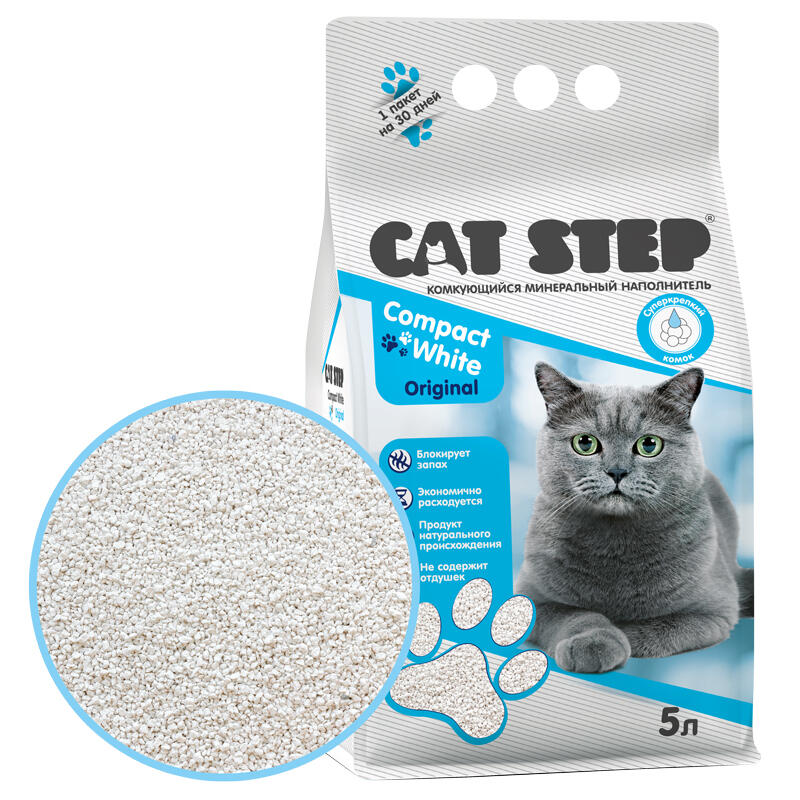 Наполнитель бентонитовый белый CAT STEP Compact White Original