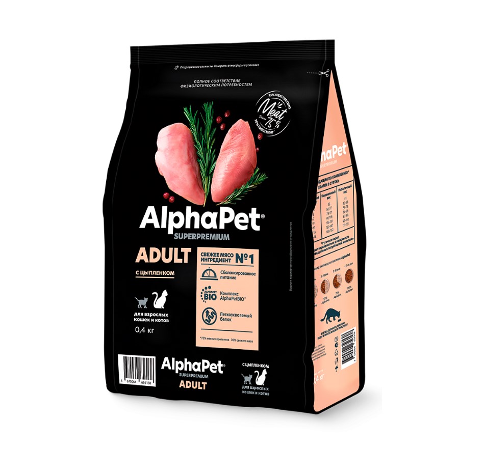Сухой корм для кошек AlphaPet Superpremium Adult Cat (цыпленок)