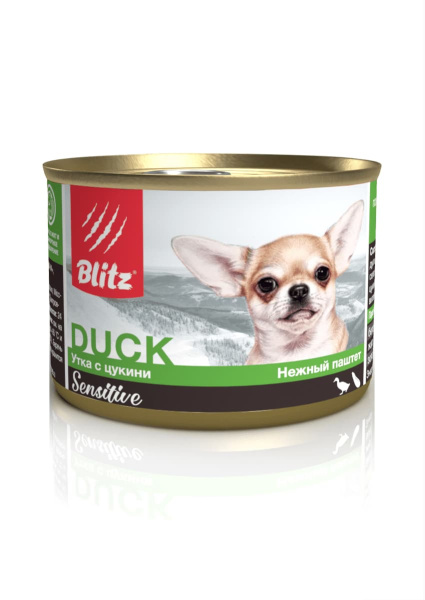 Консервы для собак Blitz Sensitive Small Breed (утка, цукини)