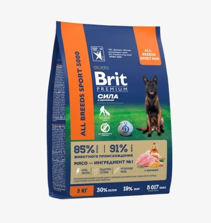 Каталог Сухой корм для собак всех пород Брит Премиум Dog Adult Sport 5000 (курица) для собак