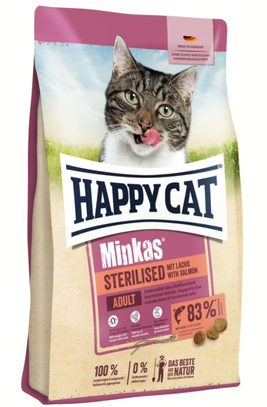 Сухой корм для кошек Happy Cat Minkas Sterilised with Salmon (лосось)