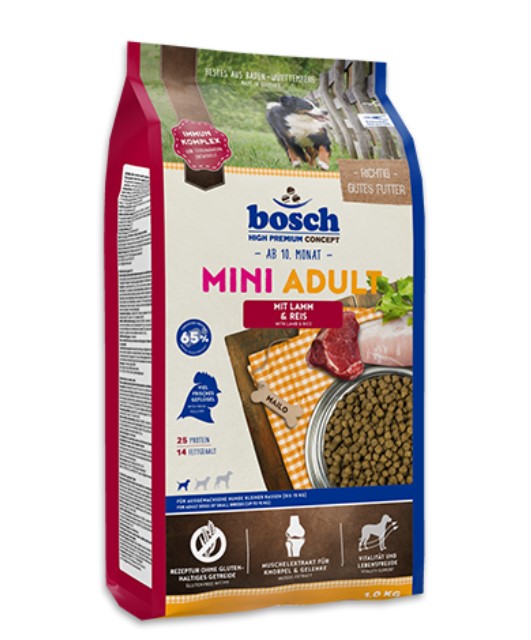 Каталог Сухой корм для собак мини пород Bosch Mini Adult (ягненок с рисом) для собак