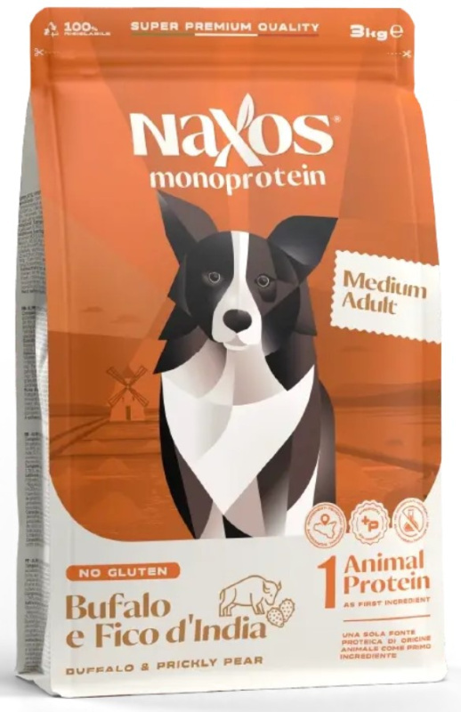Каталог Сухой корм для собак средних пород Adragna Naxos Adult Medium (буйвол, опунция) для собак