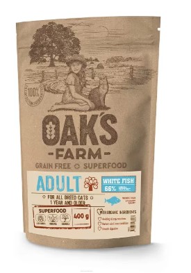 Сухой корм для кошек OAK'S FARM Grain Free Adult Cat (белая рыба)