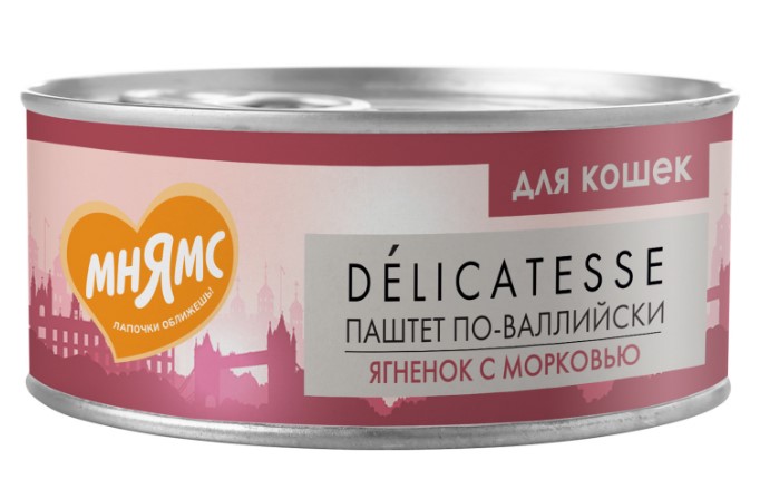 Влажный корм Мнямс Ягненок с морковью для кошек "Паштет по-валлийски"
