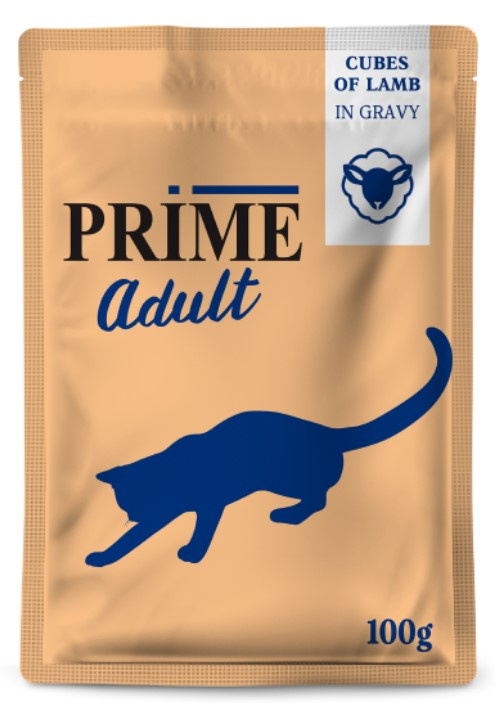 Влажный корм для кошек PRIME Adult Cat кусочки в бульоне (ягненок)