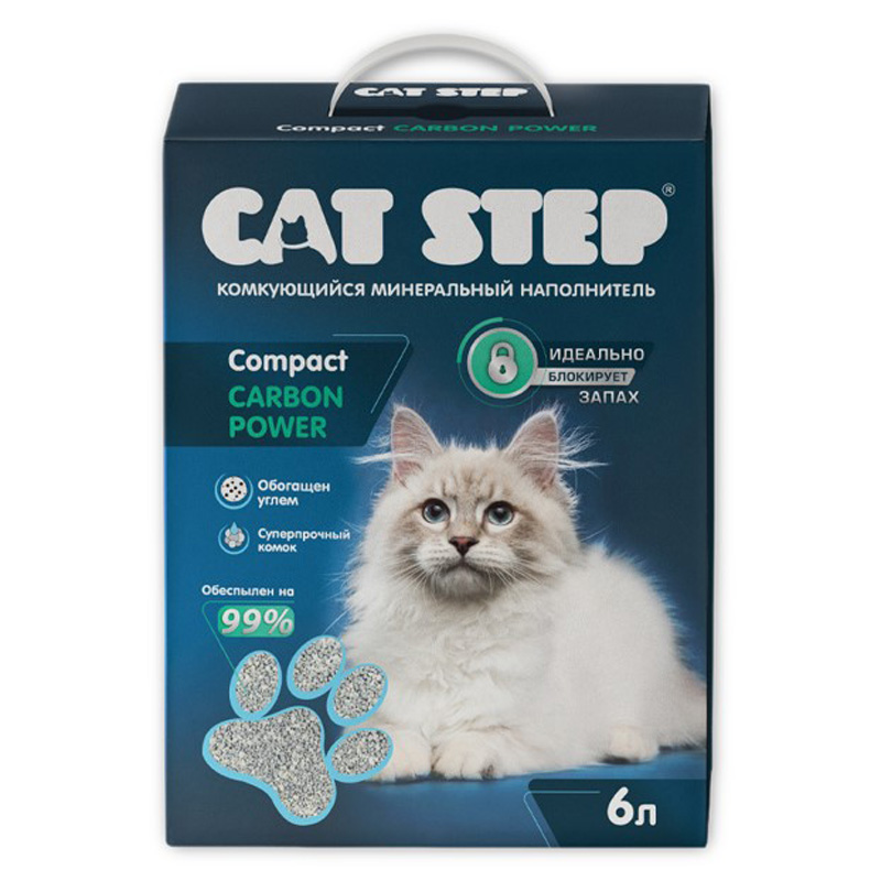 Наполнитель комкующийся минеральный CAT STEP Compact Carbon Power