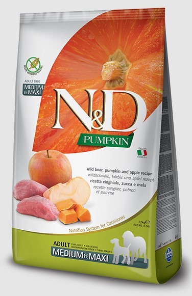 Каталог Сухой корм для собак Farmina N&D GF Pumpkin Boar & Apple Adult Medium & Maxi (кабан, тыква, яблоко) для собак