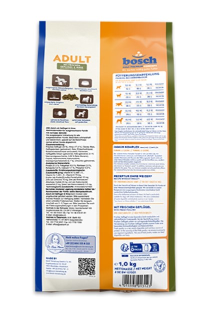 Каталог Сухой корм для собак Bosch Adult (птица с просом) для собак
