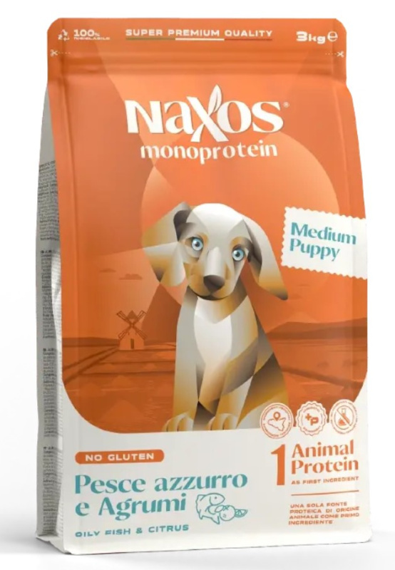 Каталог Сухой корм для щенков средних пород Adragna Naxos Puppy Medium (рыба, цитрусы) для собак
