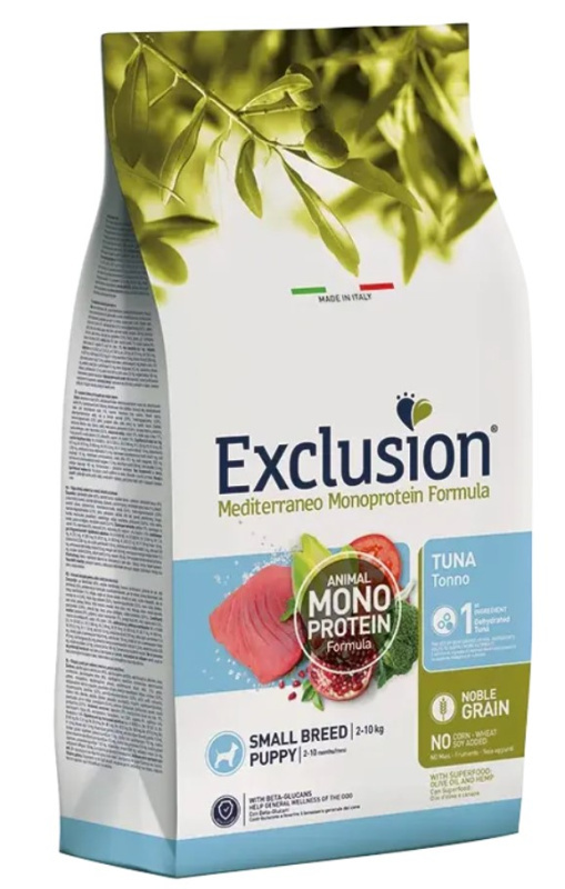 Каталог Сухой корм для щенков EXCLUSION Monoprotein Noble Grain Puppy Small (тунец) для собак