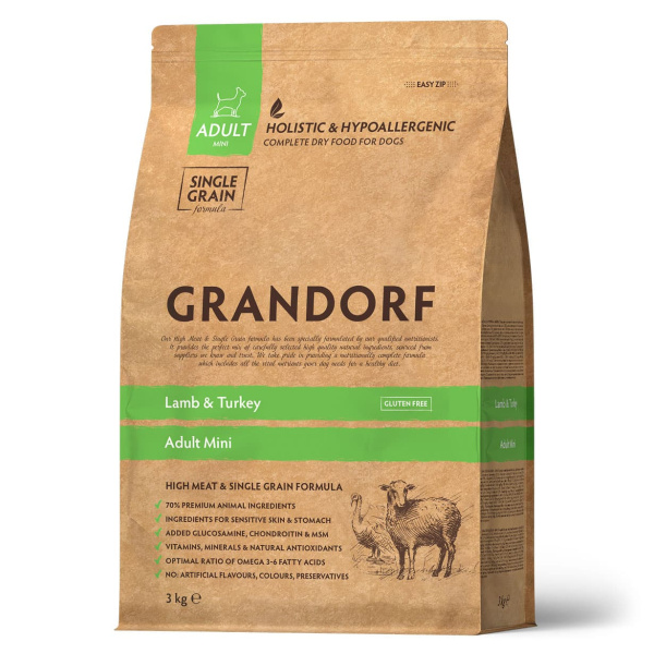 Каталог Сухой корм для собак Grandorf Adult Mini (ягненок, индейка) для собак
