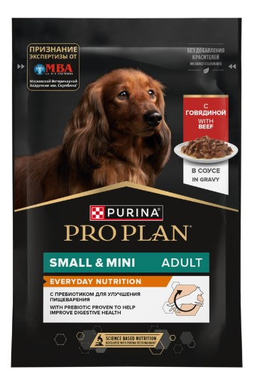 Влажный корм для собак Pro Plan EveryDay Nutrition Small & Mini Adult в соусе (говядина)