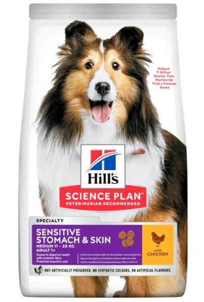 Каталог Сухой корм для собак Hill's Science Plan Sensitive Stomach & Skin (курица) для собак