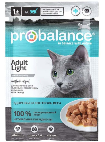 Консервированный корм для малоподвижных кошек ProBalance Adult Light