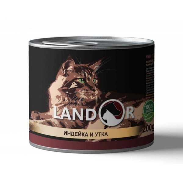 Влажное питание для кошек LANDOR Adult Cat (индейка, утка)