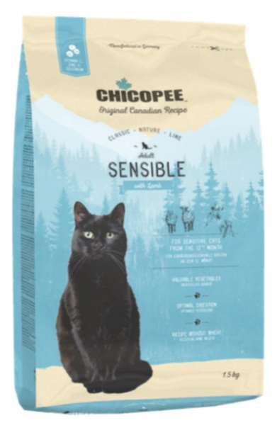 Гипоаллергенный сухой корм для кота Chicopee CNL SENSIBLE с ягнёнком