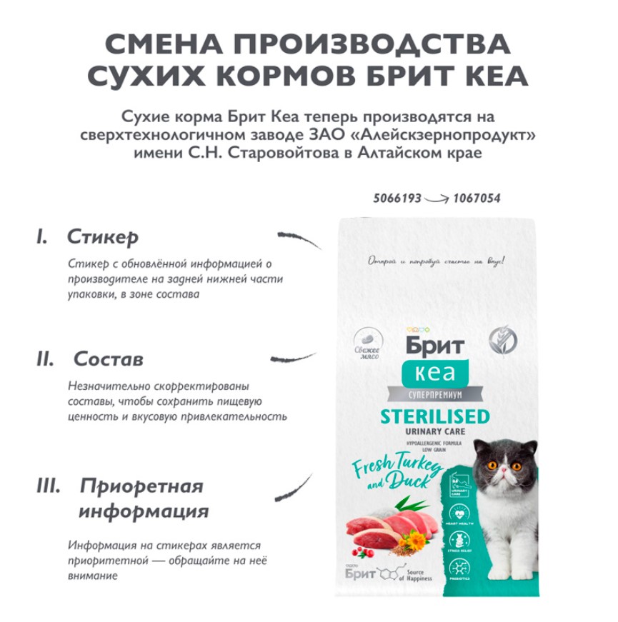 Сухой корм для кошек Брит Кеа Cat Sterilised Urinary Care