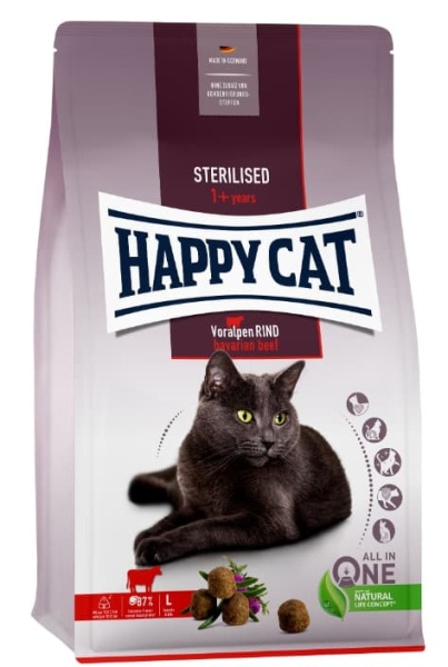 Сухой корм для кошек Happy Cat Sterilised VoralpenRind (говядина)