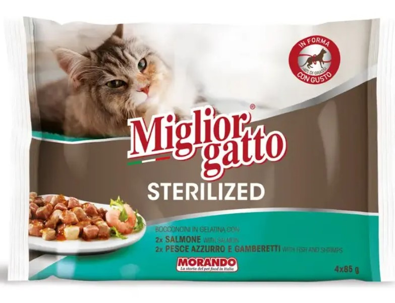 Влажный корм для кошек Miglior Gatto Adult Sterilised кусочки в желе (набор 4 шт) 