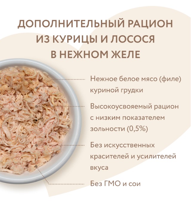 Влажный дополнительный корм Мнямс для кошек Курица с лососем в нежном желе