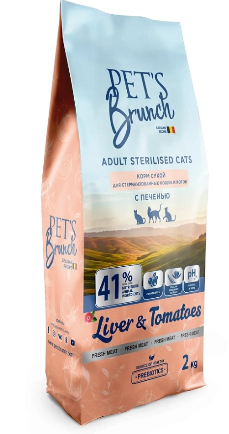 Сухой корм для стерилизованных кошек и котов Pet's Brunch Adult Sterilised Cats (печень)