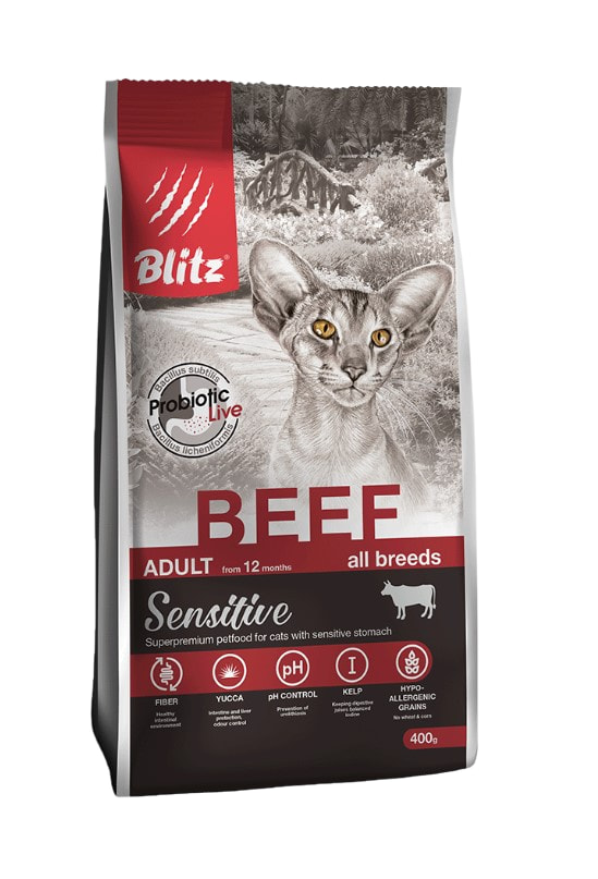 Сухой корм для кошек Blitz Adult Cats BEEF (говядина)