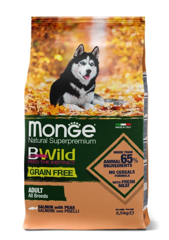 Повседневный корм для собак Monge Dog BWild GF Adult All Breeds (лосось)