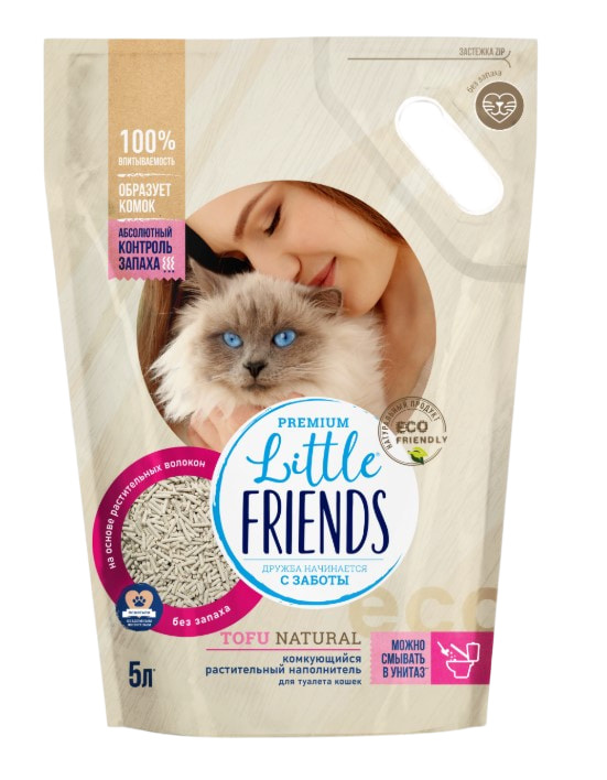 Наполнитель растительный Little Friends Tofu Natural (без запаха)