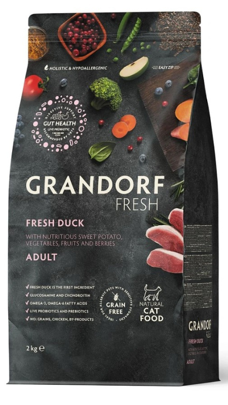 Сухой корм для кошек Grandorf Fresh Adult (утка, батат)
