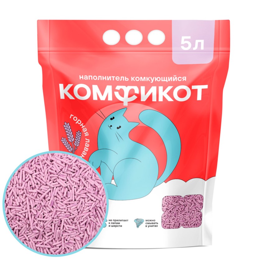 Комфикот Наполнитель комкующийся тофу, лаванда