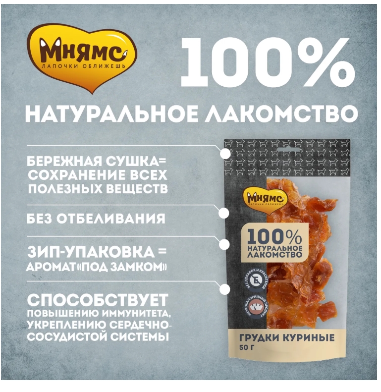Лакомство Мнямс Грудки куриные для собак