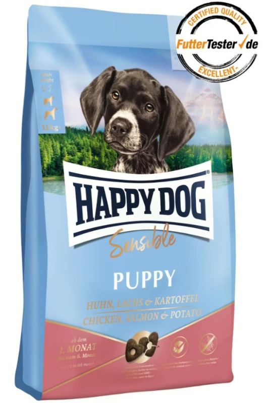 Каталог Сухой корм для щенков HAPPY DOG Puppy Chicken, Salmon & Potato для собак