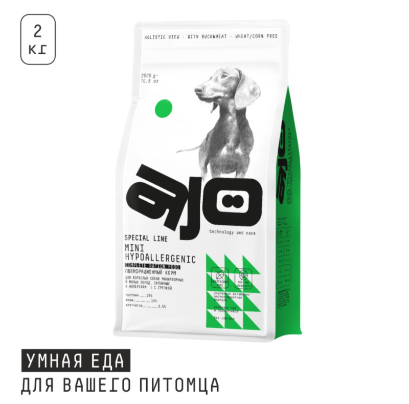 Каталог Сухой корм для собак мелких пород AJO Special Line Mini Hypoallerg Adult Dog для собак