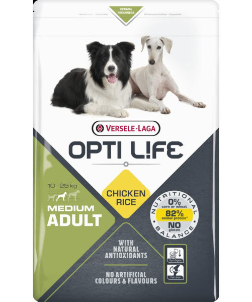 Каталог Сухой корм для собак Opti Life Adult Medium (курица, рис) для собак
