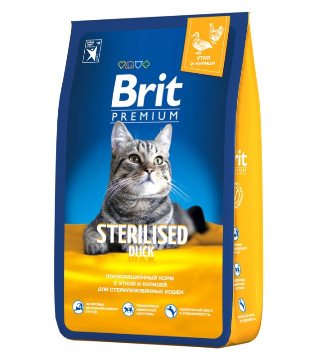 Сухой корм для кошек Brit Premium Cat Sterilised (утка, курица)