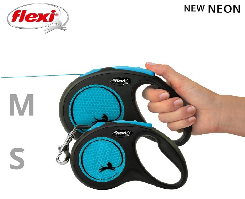 Поводок-рулетка Flexi Neon (лента) неоново-синий